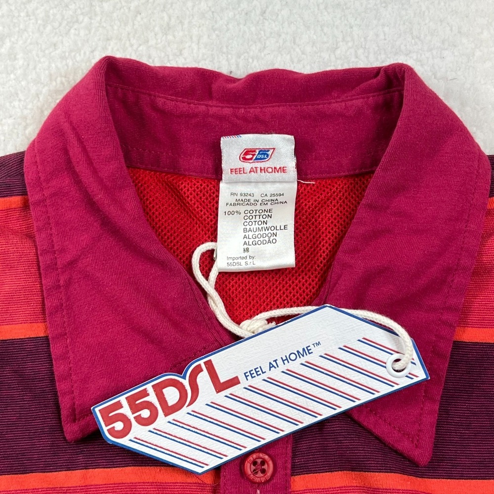 DIESEL 55DSL Polo Shirt Striped‎ Red Y2K Streetwear Cotton Men's Size L VTG NWT - Picture 9 of 14